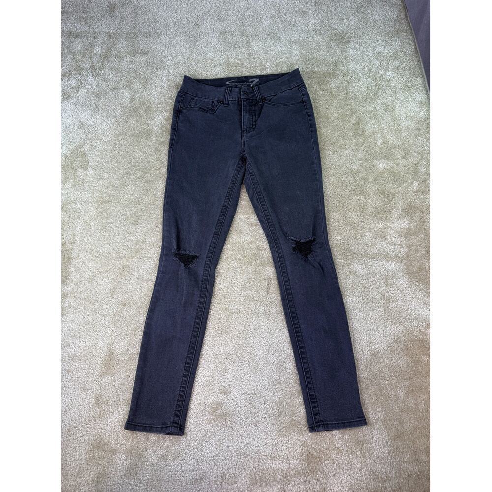 Seven7 Jeans Womens Tummyless High Rise Skinny Size 4 Black Denim Stretch C445